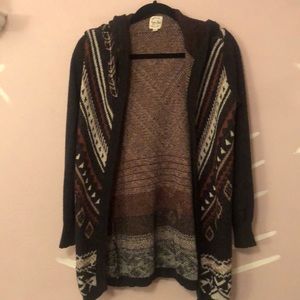 Hippie Rose Tribal Knit Cardigan W/ Hood